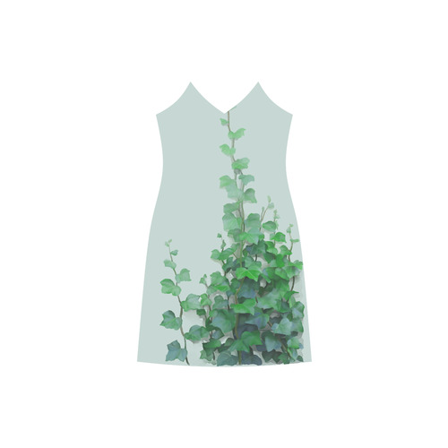 Watercolor Ivy - Vines V-Neck Open Fork Long Dress(Model D18)