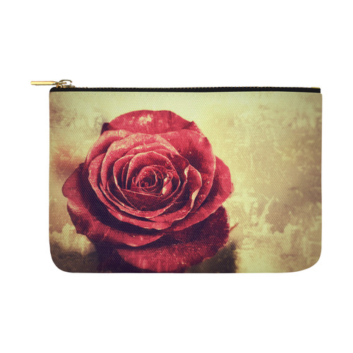 Old Vintage Grunge Background with Red Rose Carry-All Pouch 12.5''x8.5''