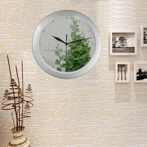 Watercolor Vines, climbing plant Silver Color Wall Clock