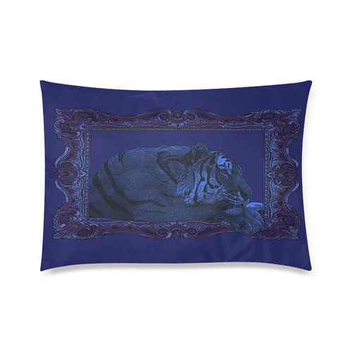 Blue Framed Tiger Custom Zippered Pillow Case 20"x30"(Twin Sides)