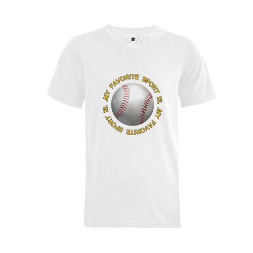 My Favorite Sport is Baseball Men's V-Neck T-shirt  Big Size(USA Size) (Model T10)