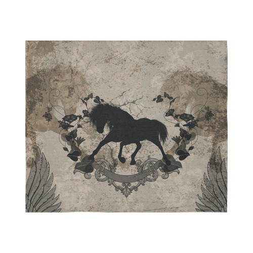 Black horse silohuette Cotton Linen Wall Tapestry 60"x 51"