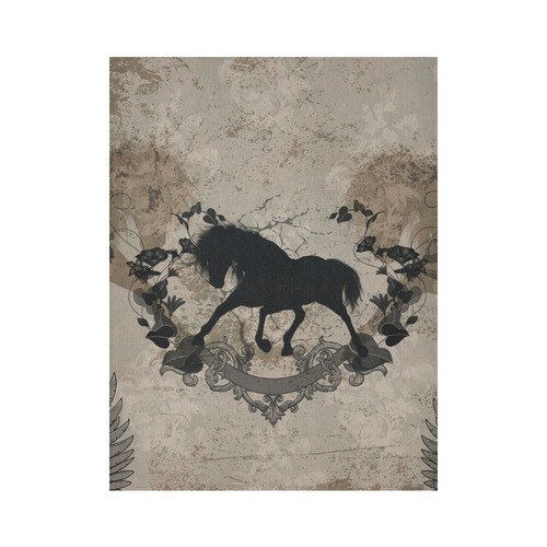 Black horse silohuette Cotton Linen Wall Tapestry 60"x 80"