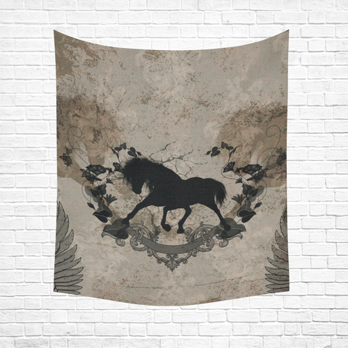 Black horse silohuette Cotton Linen Wall Tapestry 51"x 60"