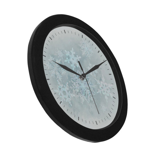 Snowflakes White and blue Circular Plastic Wall clock