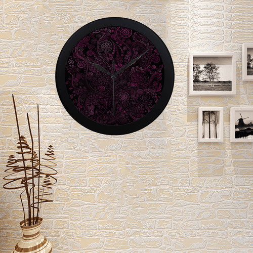 3D psychedelic ornaments, magenta Circular Plastic Wall clock