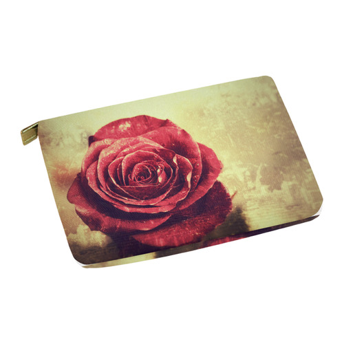 Old Vintage Grunge Background with Red Rose Carry-All Pouch 12.5''x8.5''