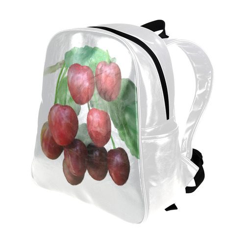 Sour Cherries, watercolor Multi-Pockets Backpack (Model 1636)