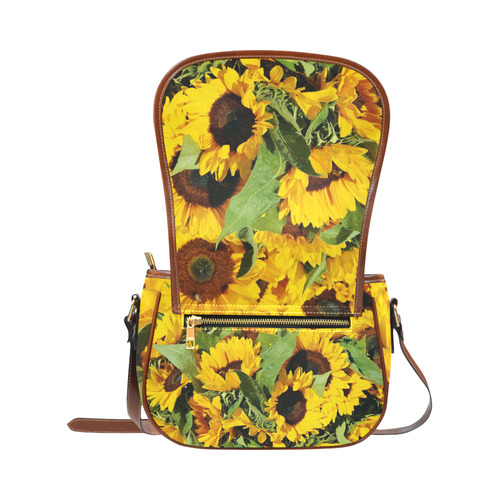 Yellow Sunflowers Saddle Bag/Large (Model 1649)