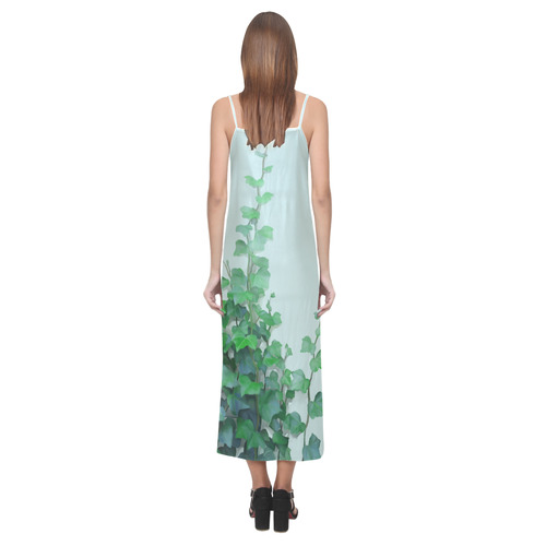 Watercolor Ivy - Vines V-Neck Open Fork Long Dress(Model D18)