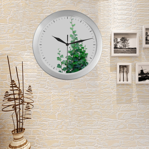 Watercolor Ivy - Vines Silver Color Wall Clock