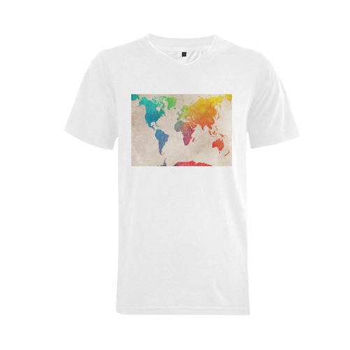 world map Men's V-Neck T-shirt  Big Size(USA Size) (Model T10)