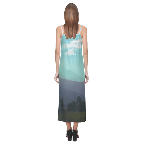 Deep Layers V-Neck Open Fork Long Dress(Model D18)