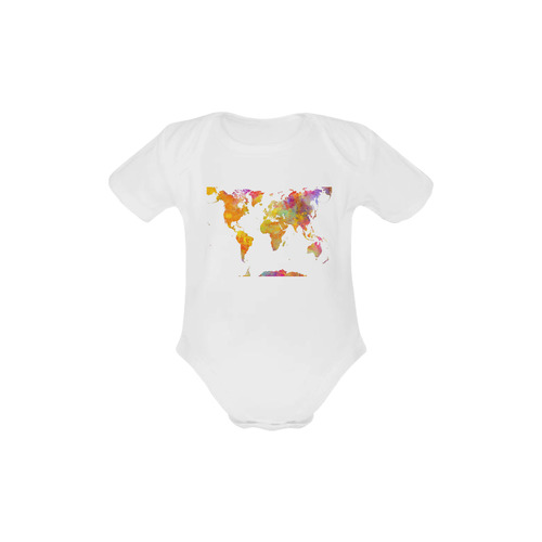 world map Baby Powder Organic Short Sleeve One Piece (Model T28)