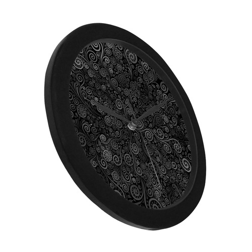 Black and White Rose Circular Plastic Wall clock