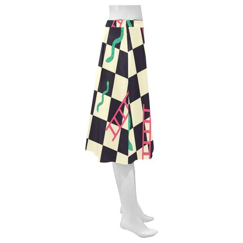 Snakes and Ladders Game Mnemosyne Women's Crepe Skirt (Model D16)