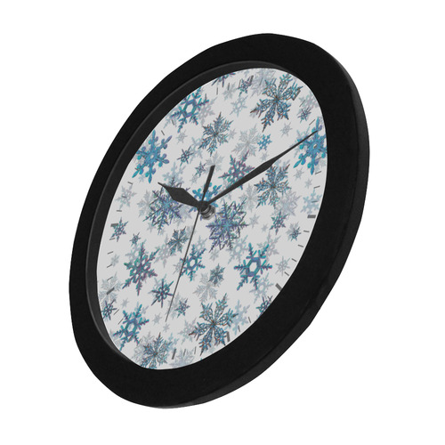 Snowflakes, Blue snow, stitched Circular Plastic Wall clock