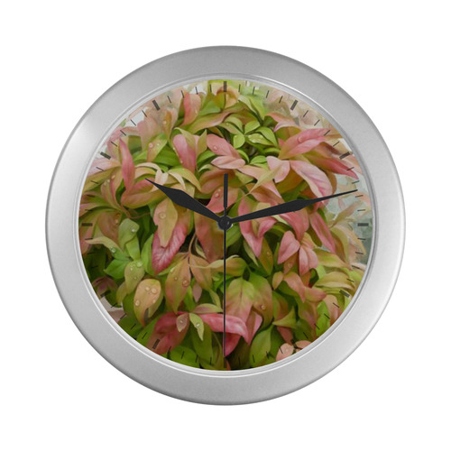 Pot full of colors, watercolors Silver Color Wall Clock