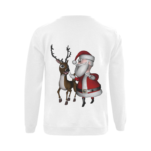 Funny Santa Claus with reindeer Gildan Crewneck Sweatshirt(NEW) (Model H01)