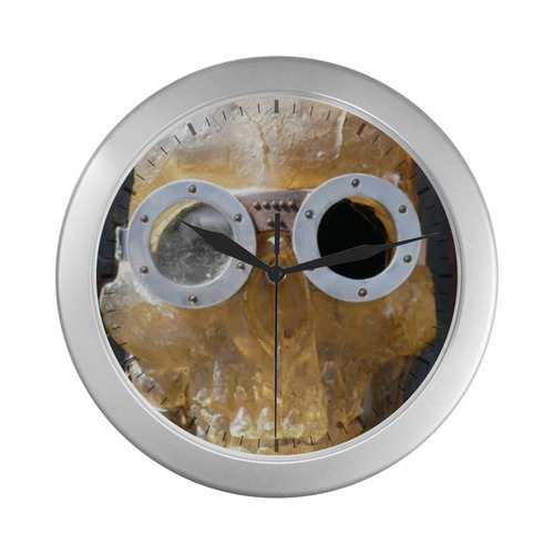 Steampunk skull pirate Silver Color Wall Clock