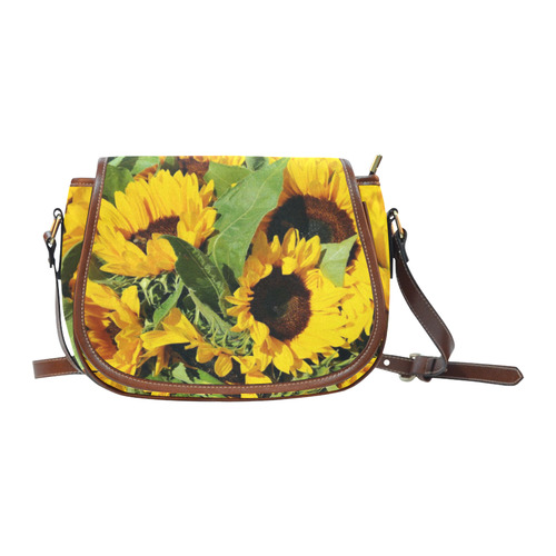 Yellow Sunflowers Saddle Bag/Large (Model 1649)