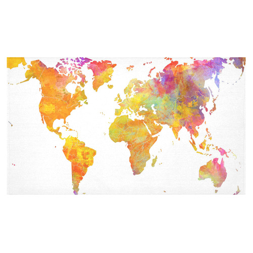 world map Cotton Linen Tablecloth 60"x 104"