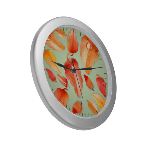 Leaves Silver Color Wall Clock