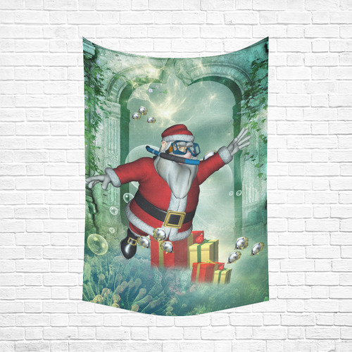 Christmas, Santa Claus underwater Cotton Linen Wall Tapestry 60"x 90"