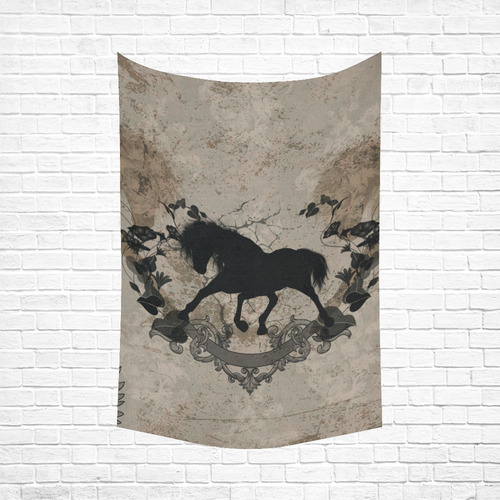 Black horse silohuette Cotton Linen Wall Tapestry 60"x 90"