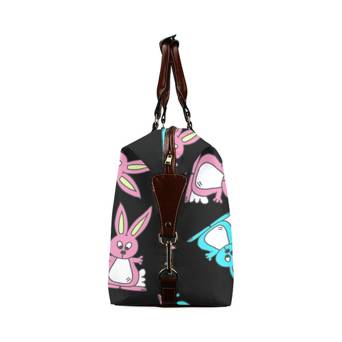 Blue and Pink Bunny Rabbits Classic Travel Bag (Model 1643) Remake