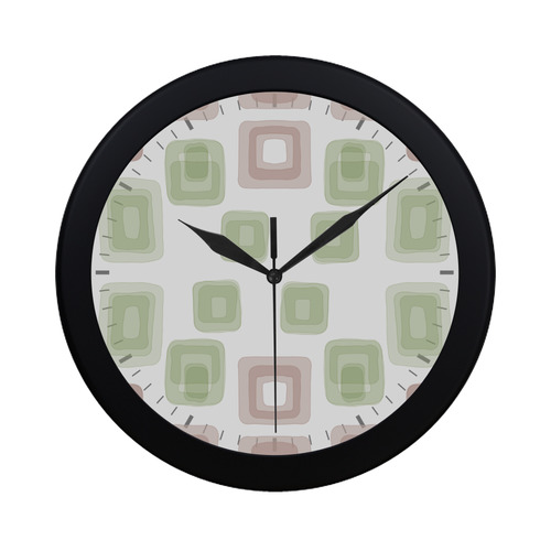 Green and Pink pastel squares, back to 70's Circular Plastic Wall clock