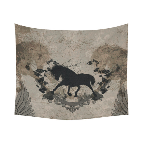 Black horse silohuette Cotton Linen Wall Tapestry 60"x 51"