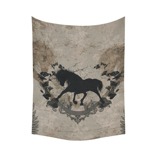 Black horse silohuette Cotton Linen Wall Tapestry 60"x 80"