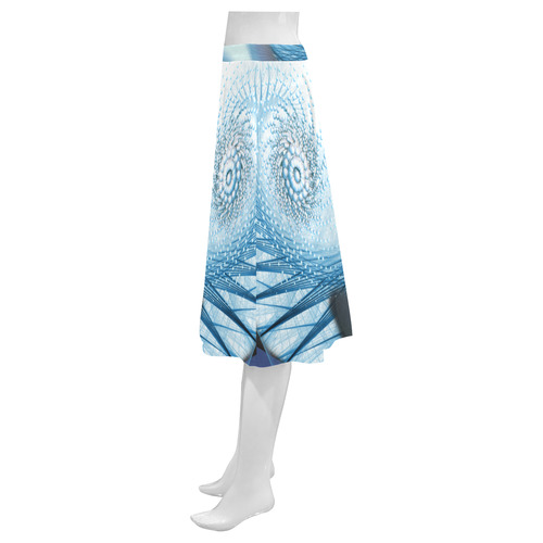 blue vibration abstract Mnemosyne Women's Crepe Skirt (Model D16)