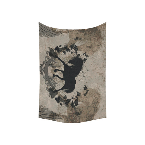 Black horse silohuette Cotton Linen Wall Tapestry 60"x 40"