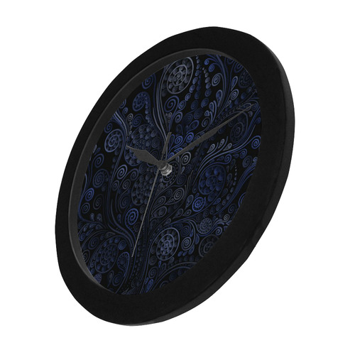 Ornamental Blue on Gray Circular Plastic Wall clock