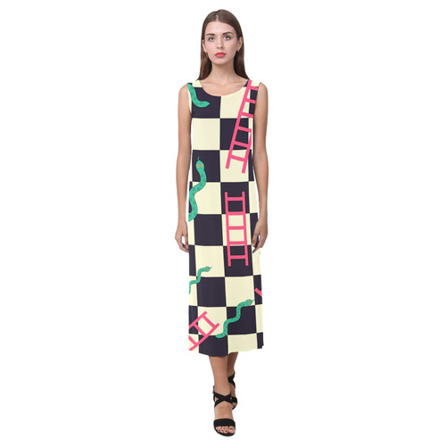 Snakes and Ladders Game Phaedra Sleeveless Open Fork Long Dress (Model D08)