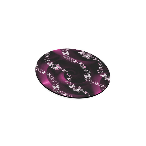 Pink Butterflies Round Coaster