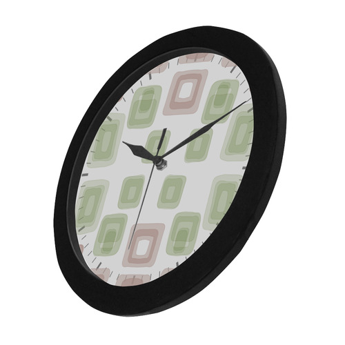 Green and Pink pastel squares, back to 70's Circular Plastic Wall clock