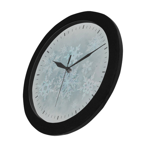 Snowflakes White and blue Circular Plastic Wall clock