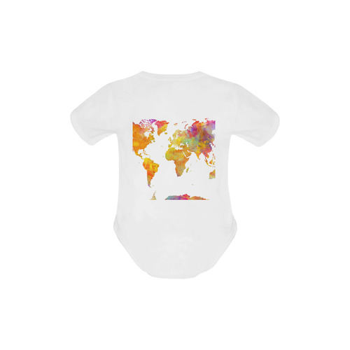 world map Baby Powder Organic Short Sleeve One Piece (Model T28)