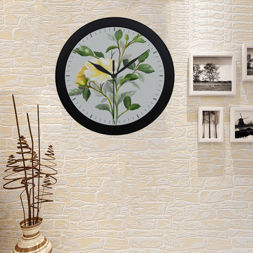 Yellow Rose with signature Circular Plastic Wall clock