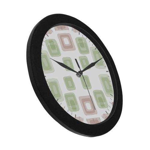 Green and Pink pastel squares, back to 70's Circular Plastic Wall clock