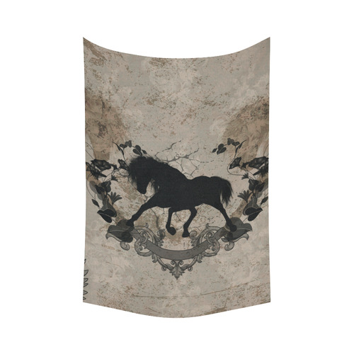 Black horse silohuette Cotton Linen Wall Tapestry 60"x 90"