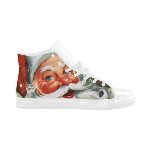 A cute Santa Claus Face - Christmas Aquila High Top Microfiber Leather Men's Shoes/Large Size (Model 032)