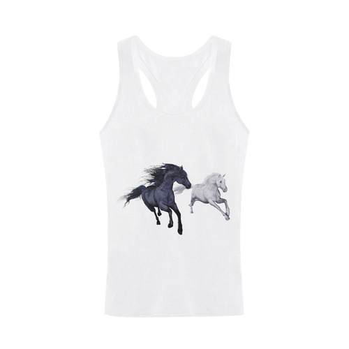 Two horses galloping through a winter landscape Men's I-shaped Tank Top (Model T32)