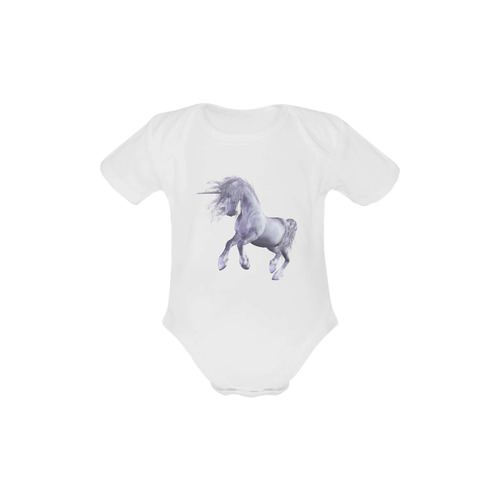 A dreamlike unicorn wades through the water Baby Powder Organic Short Sleeve One Piece (Model T28)