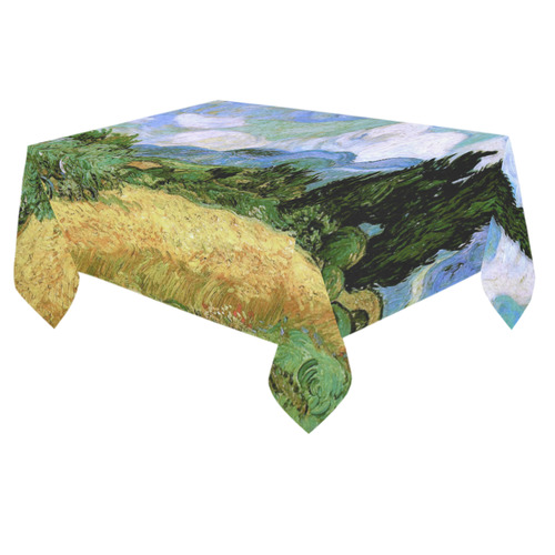 Van Gogh Wheat Field Cypresses Nature Landscape Cotton Linen Tablecloth 60"x 84"