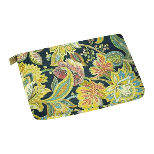 Gold Jacobean Floral Pattern Carry-All Pouch 12.5''x8.5''