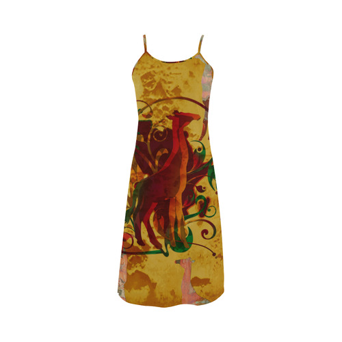 Magic Africa Giraffes Ornaments grunge Alcestis Slip Dress (Model D05)